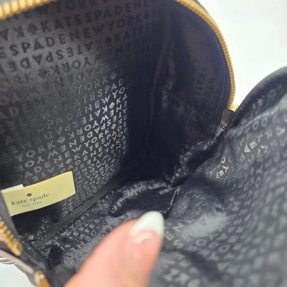 Kate Spade Striped Mini Backpack Black White Nylon Gold Hardware Bag